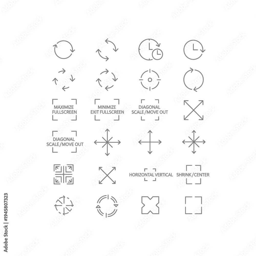 Fototapeta premium A collection of 20 different icons for user interface actions