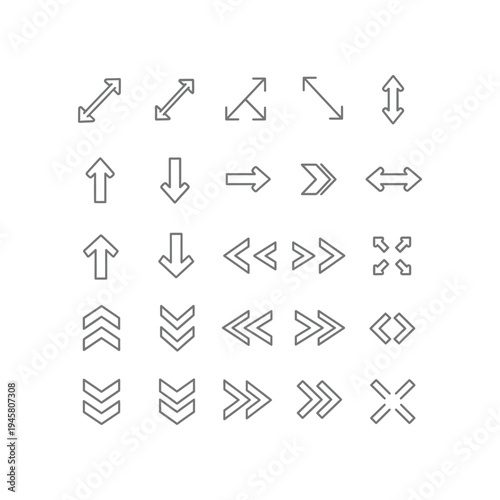 A collection of various arrow icons in different directions and styles