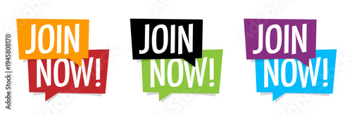 Join now on speech bubble