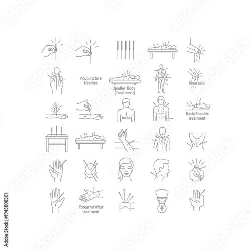 Massage therapy techniques and equipment illustrations