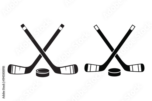 Hockey sticks and pucks illustration