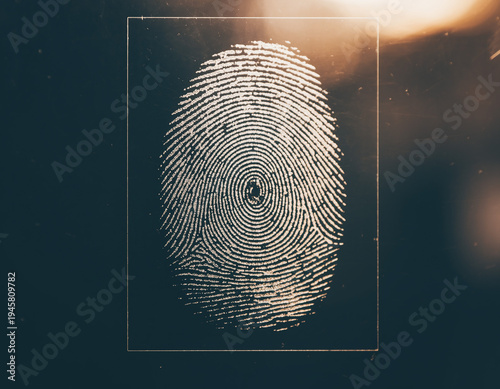 Detailed fingerprint on a dark surface shows unique pattern and ridges commonly used in identification processes