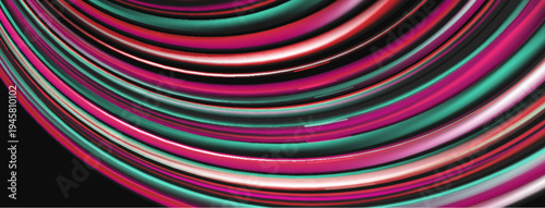 Abstract colorful lines curve dynamically. Vivid magenta, teal, pink hues create flowing visual impact. Modern design element.