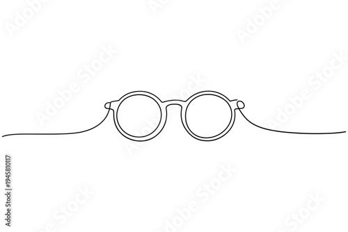 Minimalist line drawing of round eyeglasses a simple continuous sketch