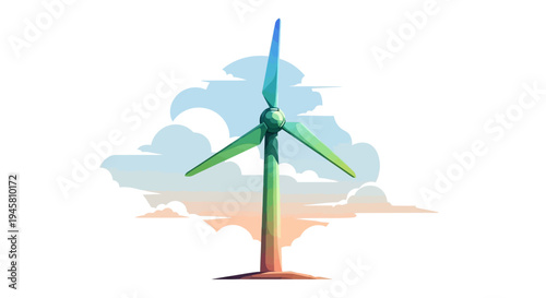 Abstract illustration of a wind turbine, symbolizing clean energy and sustainable resources