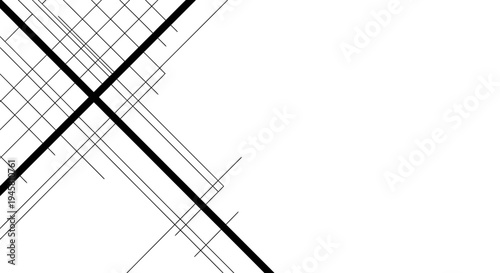 Lines intersect in geometric pattern.