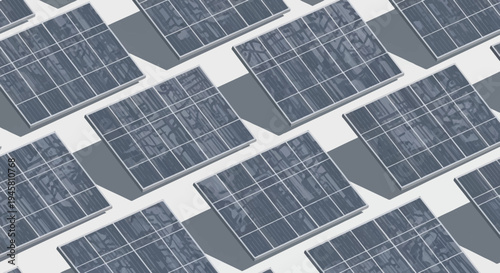 Abstract illustration of repeating solar panels capturing clean renewable energy patterns