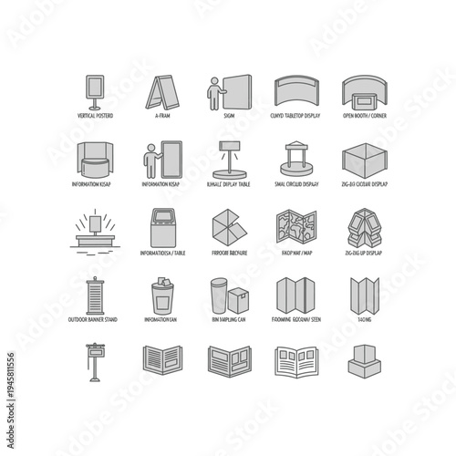 A collection of 20 different types of signs and displays