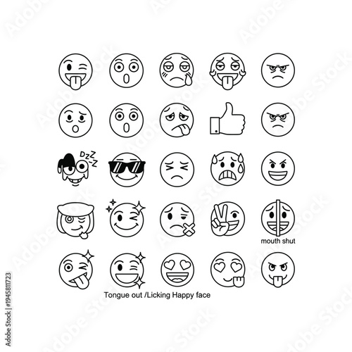 A collection of hand drawn emoticon faces