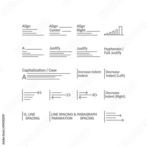 Typographic design elements for alignment and justification