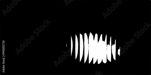 A black and white abstract vector illustration featuring the design of a light bulb silhouette with wave and sound symbols