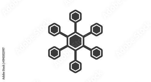 Abstract illustration of a network diagram showing interconnected hexagons in grey color