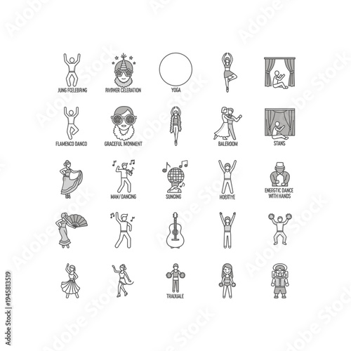 A collection of illustrations representing various hobbies and activities