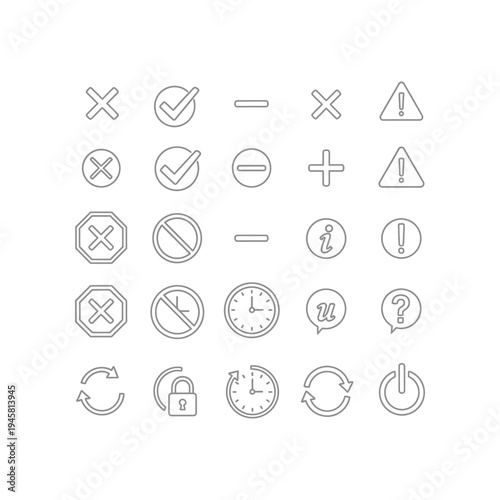 A collection of 25 different icons for user interface