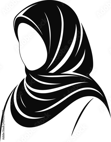 Illustration of a woman wearing a hijab headscarf from the side  simple modern design element