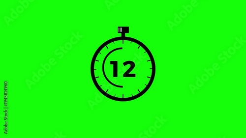 Countdown of exact 25 seconds graphic animation. Alpha channel digital timer icon with 4k video animation..