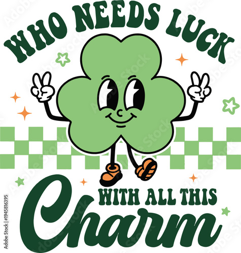  Cute Shamrock St Patrick Typography T Shirt Design
