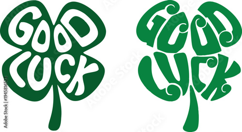 Good Luck Shamrock Clover Typography St Patrick Day Retro Lucky Quote