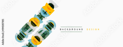 Abstract colorful text layers overlap white space. Modern design elements create dynamic visual interest. Background suggests creativity, innovation.