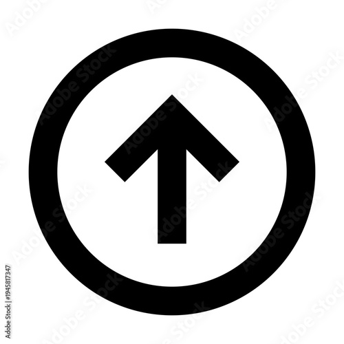 Up arrow in circle icon for upload, return to top, scroll up, or reverse direction actions. Perfect for apps, websites, dashboards, mobile interfaces, buttons, and modern UI systems.