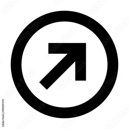 Up right arrow in circle icon for outbound links, redirects, share actions, or diagonal transitions. Perfect for apps, websites, dashboards, and clean modern UI with sharp directional cues.