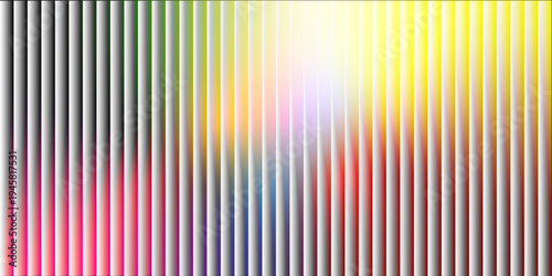 Glass ripple texture with dark gradient background and vivid orange, blue, and lilac light streaks. Vibrant abstract vertical stripes with subtle gradient effect and pixelated accents creating a dynam