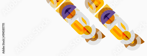 Abstract geometric shapes, overlapping circles, vibrant colors. Minimalist design, modern aesthetic, clean lines, bold typography.