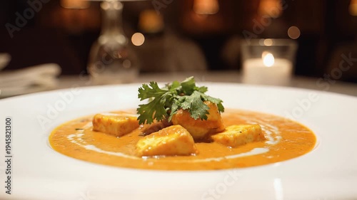 Delicious Indian Paneer Dish in Restaurant Setting