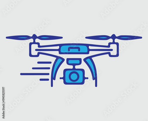 Modern drone with camera and Wi Fi signal illustration.
