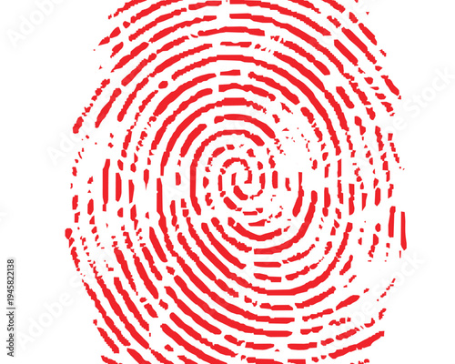 Red Fingerprint Icon Isolated on White Background - Vector Illustration.
