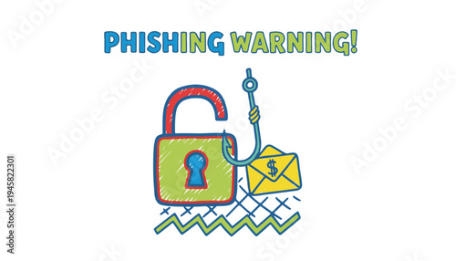 Isometric Vector Phishing Warning Message Lock Icon Cybersecurity Alert Data Protection Shield Digital Safety For Safer Internet Day