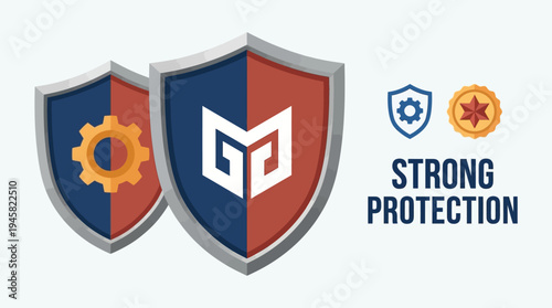 Strong Protection Shield Logo Design for Cybersecurity, Engineering, and Corporate Security Concepts