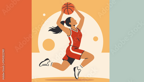 Female basketball player jumping to shoot icon