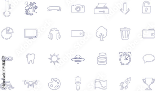 Icon collection diverse symbols and glyphs for design