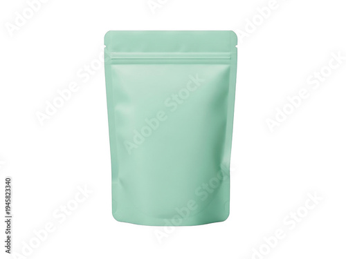 Mint green pouch packaging on white background