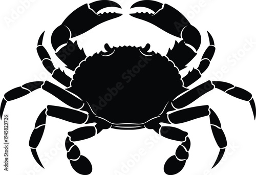Black Crab Silhouette Vector Icon Representing Marine Life Seafood Restaurant Branding Coastal Nature Ocean Crustacean Symbolizing Shellfish Animal Biology and Mediterranean Cuisine Design Elements