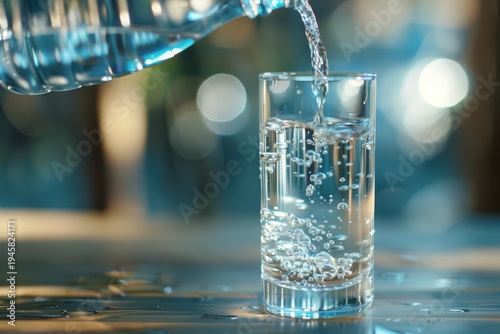Fresh Drinking Water Being Served from a Clear Bottle