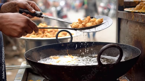 Indian Street Food Frying Delicious Pakora Snacks