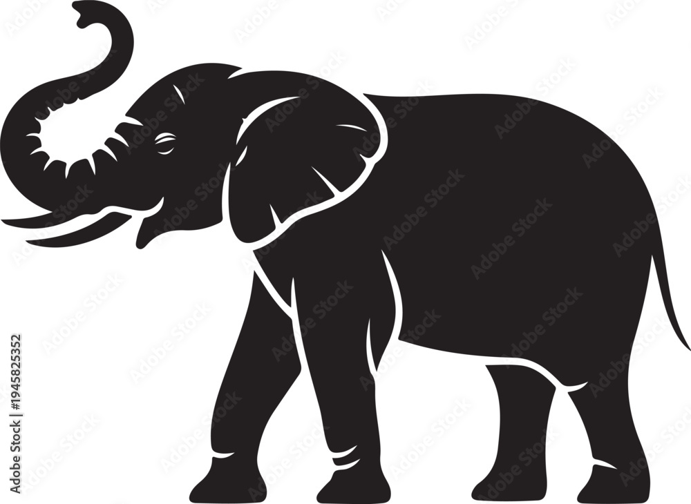 Obraz premium Elephant Silhouette Vector Illustration Wildlife Animal