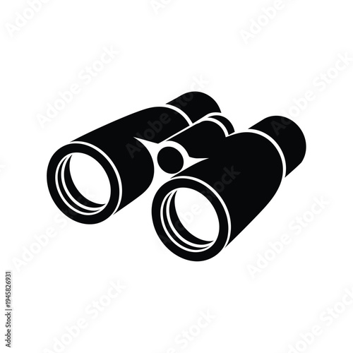 Simple black silhouette of a pair of binoculars isolated on white
