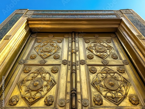 Ornate golden doors, intricate design