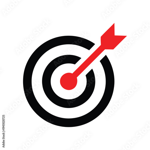 A red arrow hitting the bullseye of a black and white target