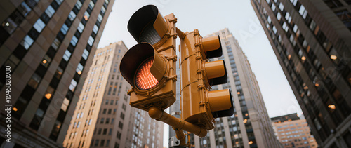 Wallpaper Mural Urban traffic light at city intersection close-up. Image suitable for banners, transportation articles, traffic safety concepts, urban infrastructure topics, advertising, and website design.
 Torontodigital.ca
