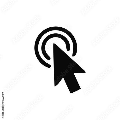 A black computer mouse cursor icon with circular loading symbol