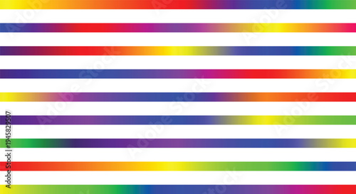 Flat editable vector illustration. Colorful rainbow gradient background. Horizontal neon spectrum stripes. Seamless parallel line pattern. Retro pop art print cover. 
