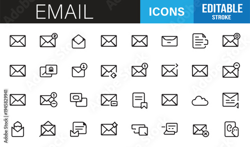 Digital mail and messaging minimal outline icons vector collection