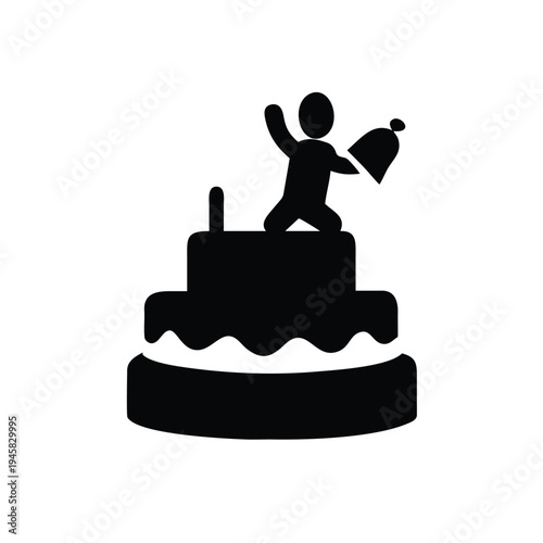Charming Celebration Cake Silhouette - A Festive Icon for Joyful Occasions and Happy Milestones