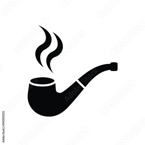 Vintage smoking pipe icon with smoke rising, a symbol of tradition and relaxation