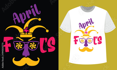 April Fools Funny Mustache Cartoon T-Shirt Design