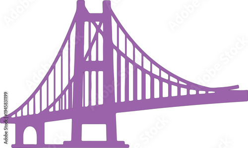 Purple Silhouette of a Suspension Bridge solid color